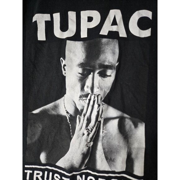 Tupac Shirt Mens Medium Black Trust Nobody Rap Tee Hip Hop Graphic Streetwear - Picture 2 of 7